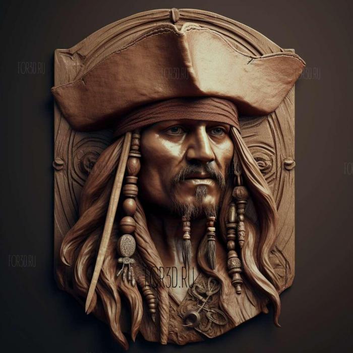 Captain Jack Sparrow 4 stl model for CNC